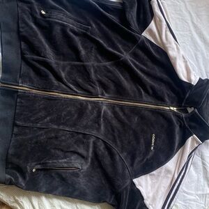 Adidas Black and White velour Men's track Jacket